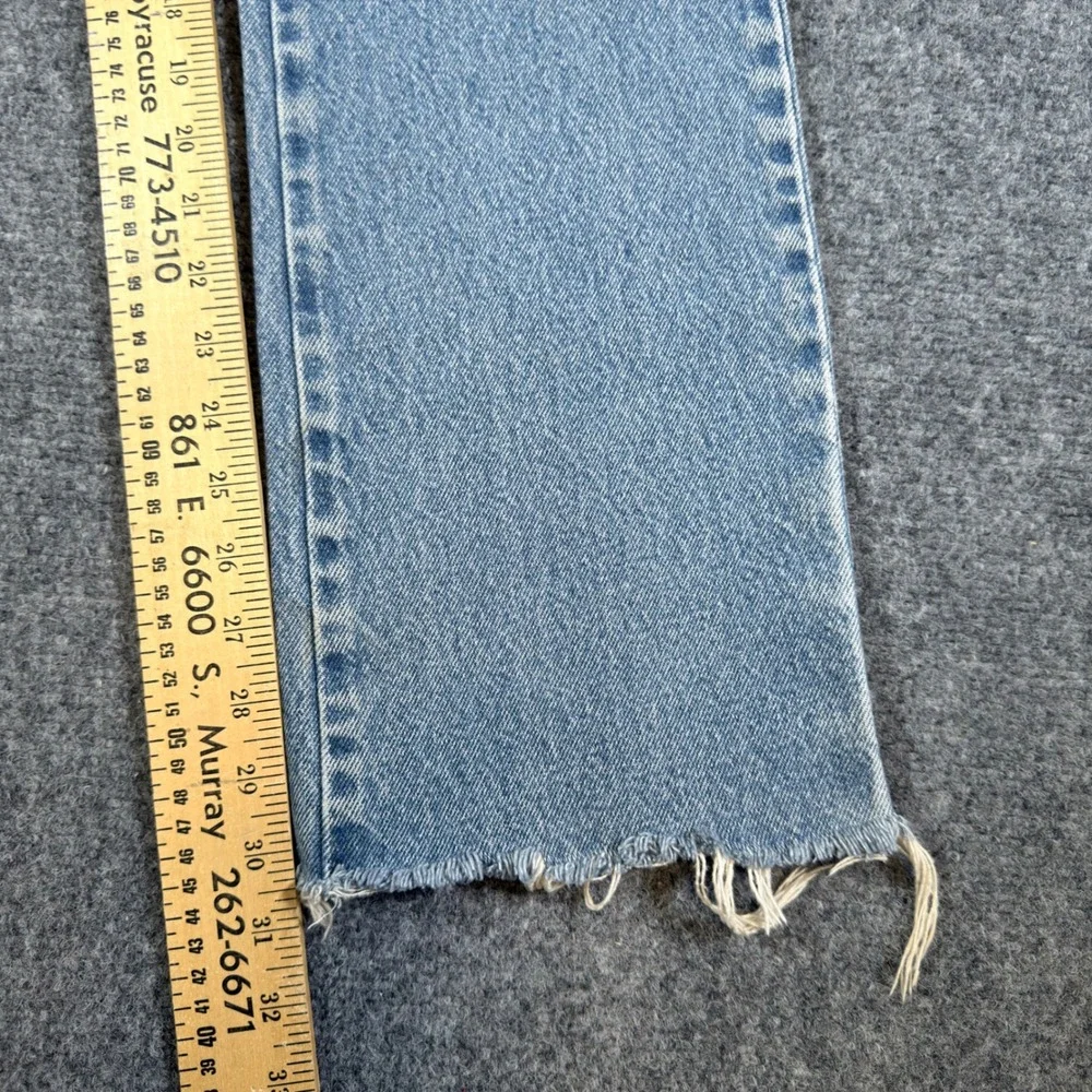 Levi's 517 Boot Cut Jeans Mens 29x34 Fit 27x31 Blue Distressed Frayed Denim Hem